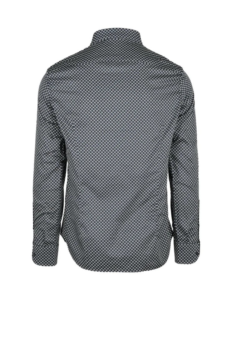 Emporio Armani Black/White Regular Fit Cotton Elastane Men's Shirt