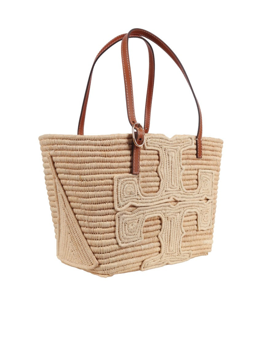 Tory Burch Ella Structured Raffia Small Tote Bag