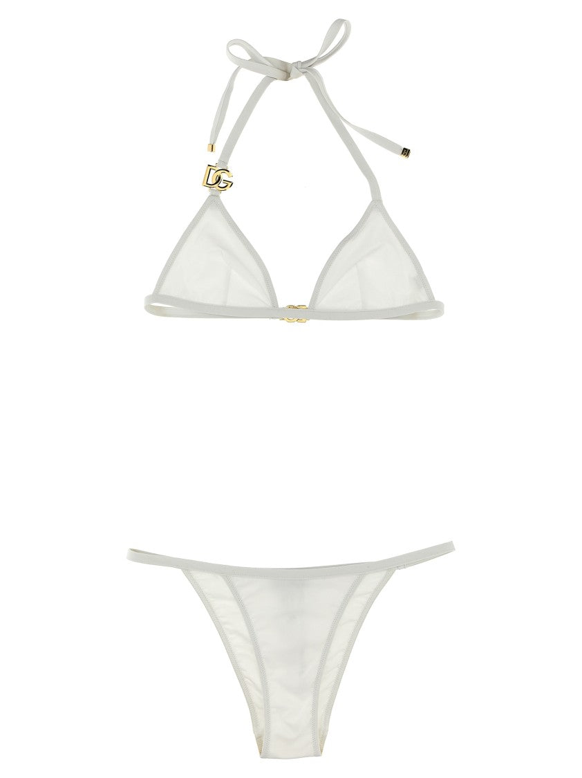 Dolce & Gabbana Triangle Top Bikini With Front Logo Buckle And High-Cut Bottoms