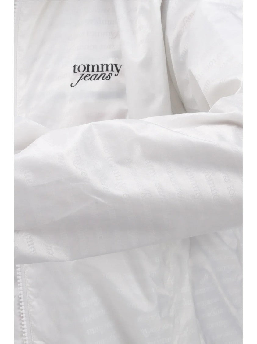 Tommy Jeans White Polyamide Hooded Windbreaker
