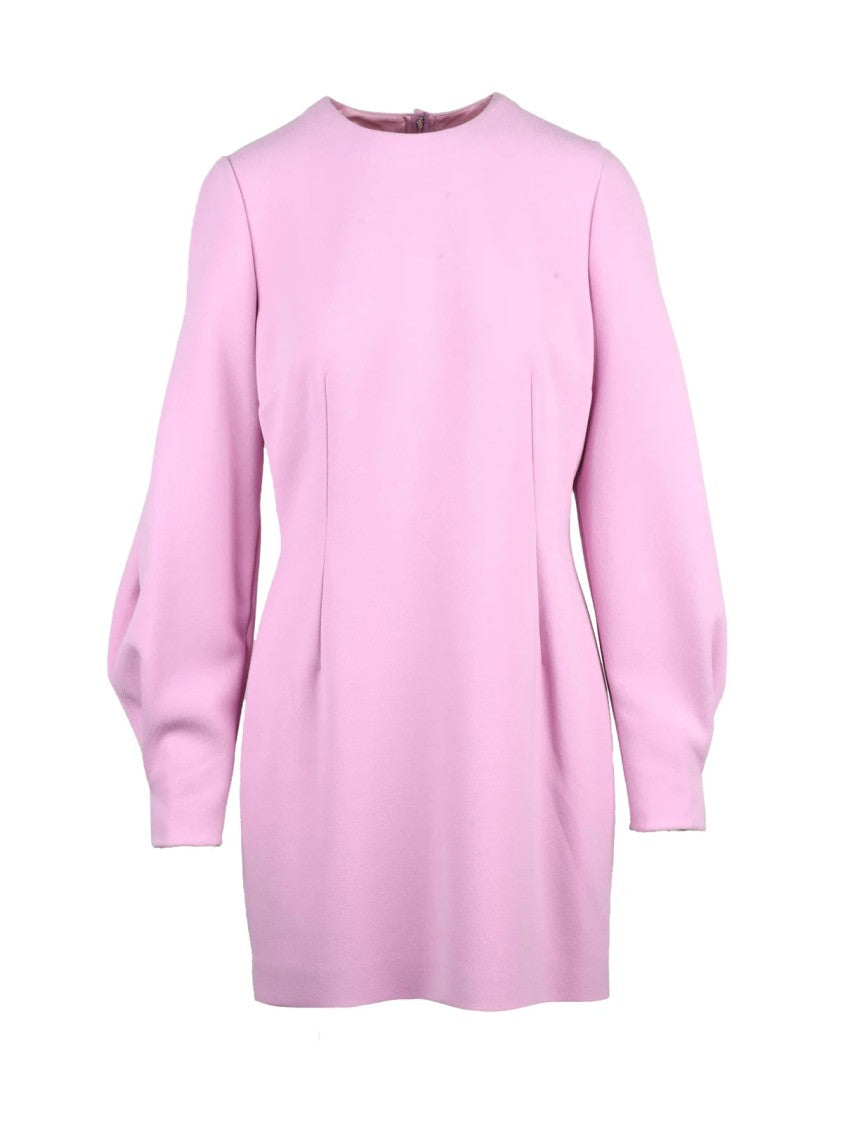 Dolce & Gabbana Short Crew Neck Dress With Puff Sleeves And Back Zip Closure