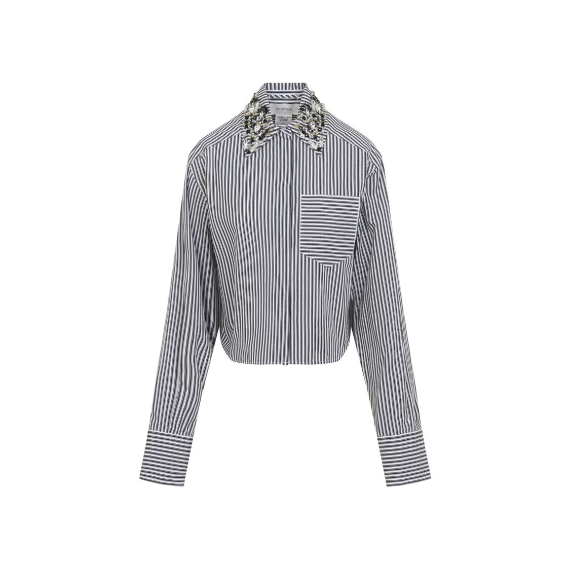 Sportmax Cropped Black/White Vertical Stripe Shirt
