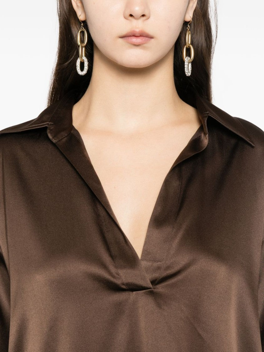 Tom Ford Silk Plunging V-Neck Long-Sleeved Shirt