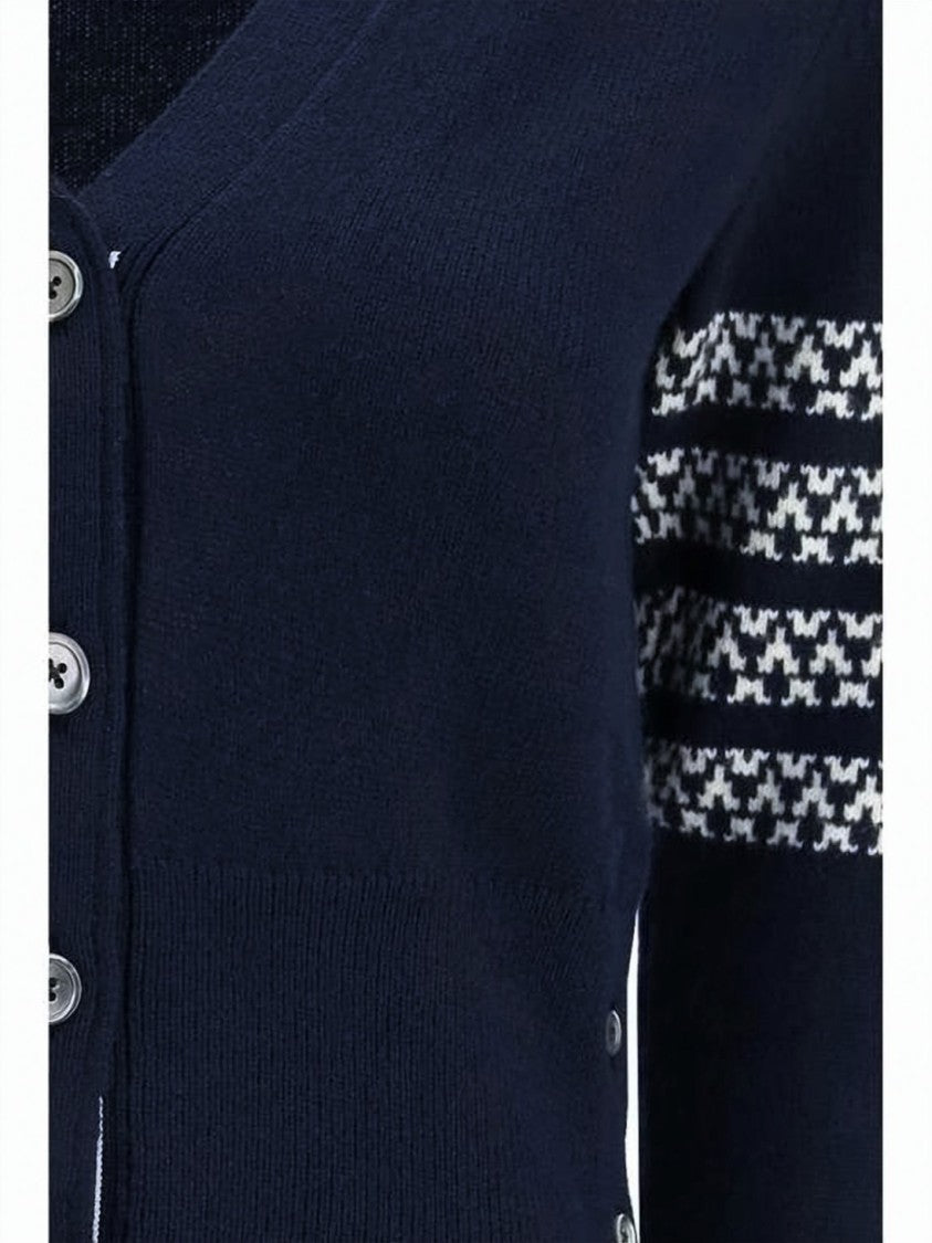 Thom Browne Deep V-Neck Merino Wool Cardigan