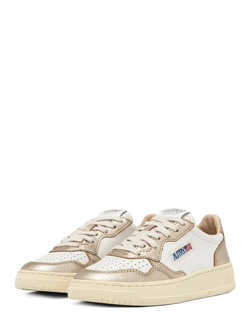 Autry Low-Top Leather Sneakers With Metallic Accents