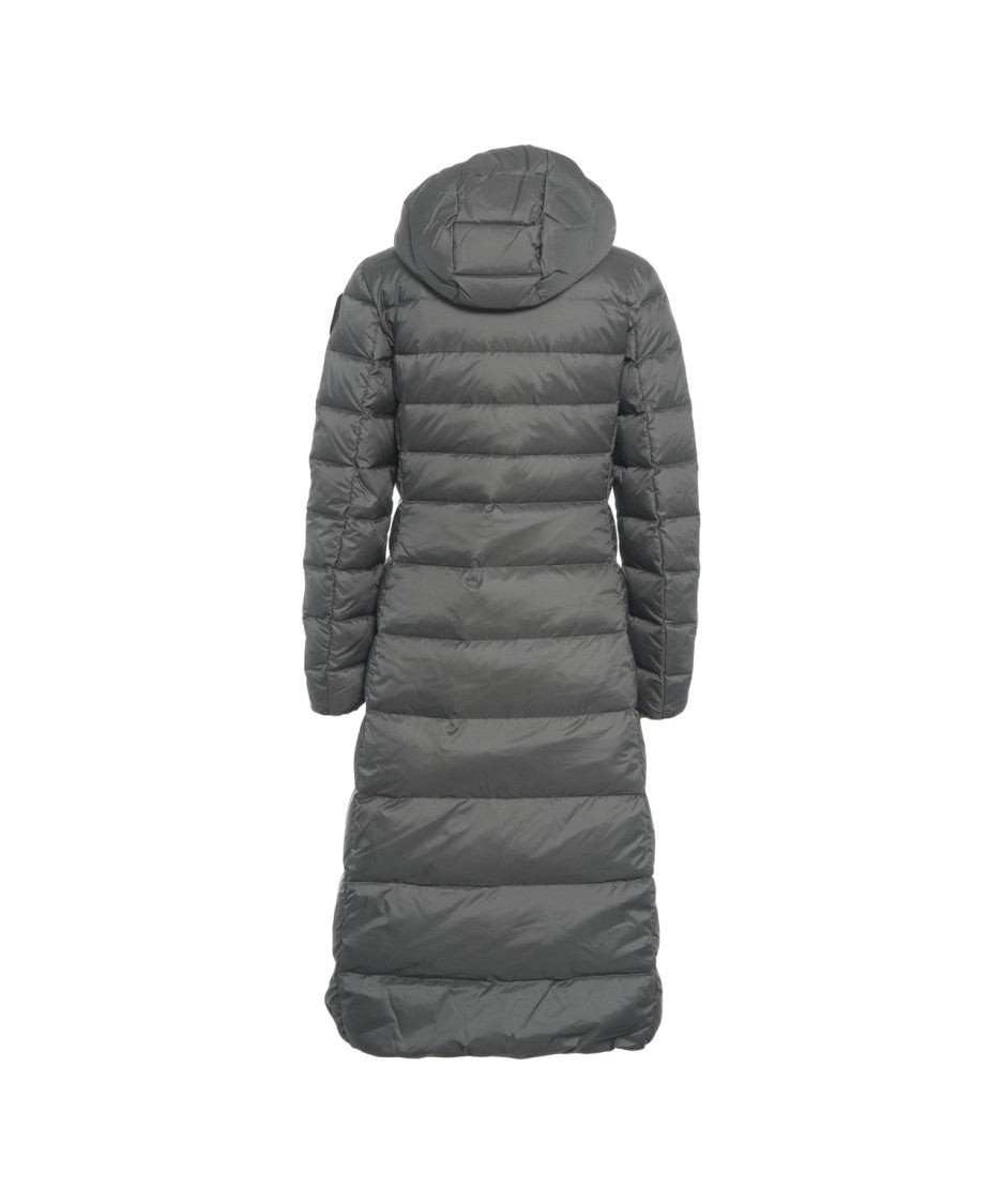 Blauer Quilted Long Puffer Coat With Fixed Hood And Matte Finish