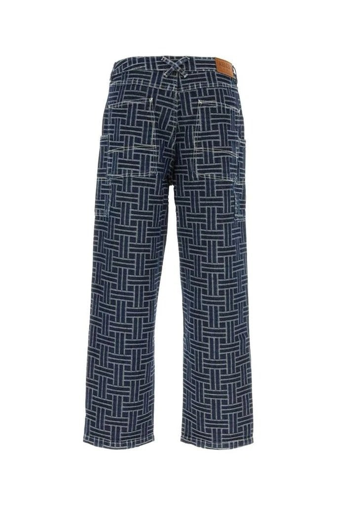 Kenzo Geometric Pattern Blue Denim Jeans With Classic Five-Pocket Design