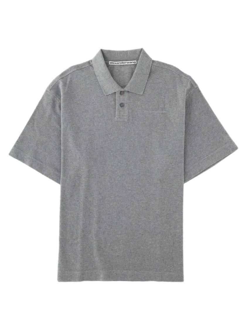 Alexander Wang Grey Cotton Textured Polo Shirt