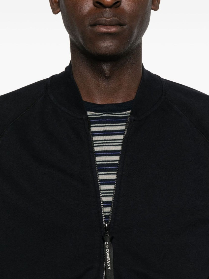 C.P. Company Brushed Navy Fleece Zip-Up Sweatshirt