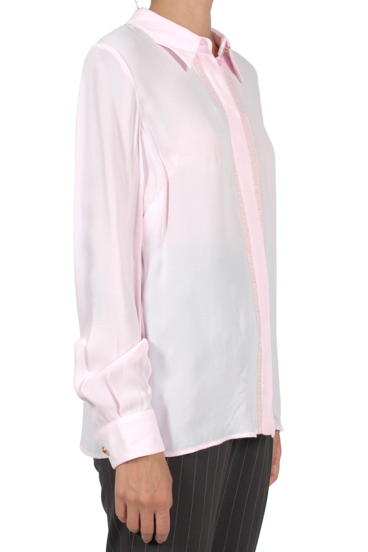 Elisabetta Franchi Light Pink Semi-Sheer Collared Viscose Shirt