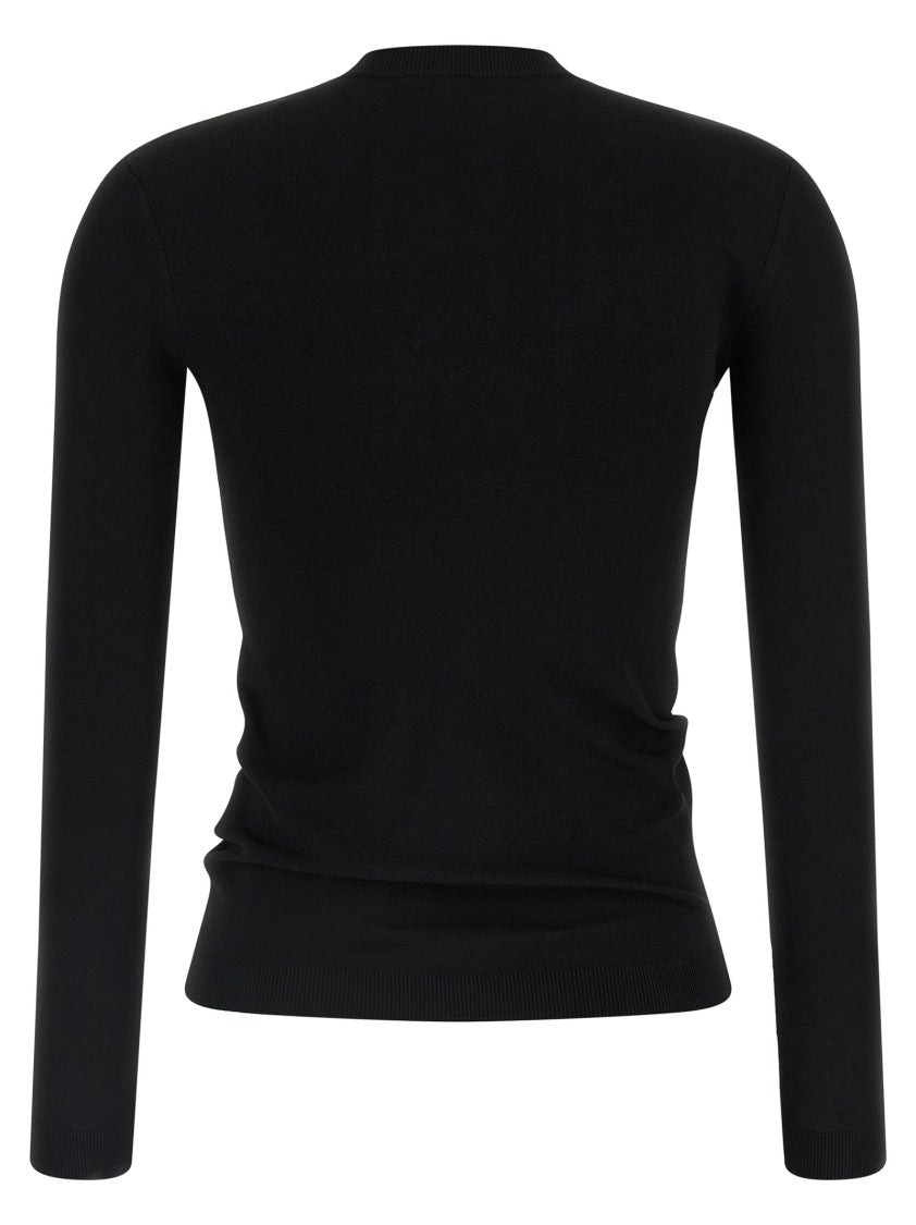 Valentino Garavani Fitted Viscose Cardigan With Maxi Bow And Ruffled Zip