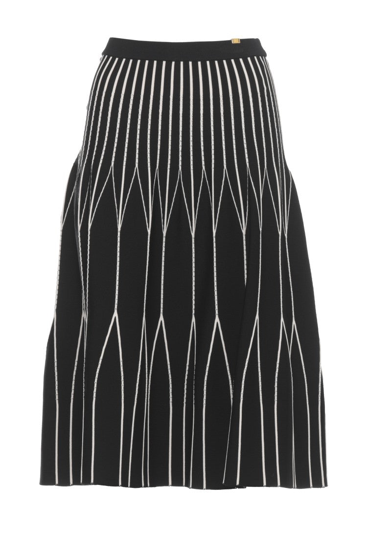 Elisabetta Franchi Knee-Length Viscose Skirt With Geometric Pattern And Elastic Waistband