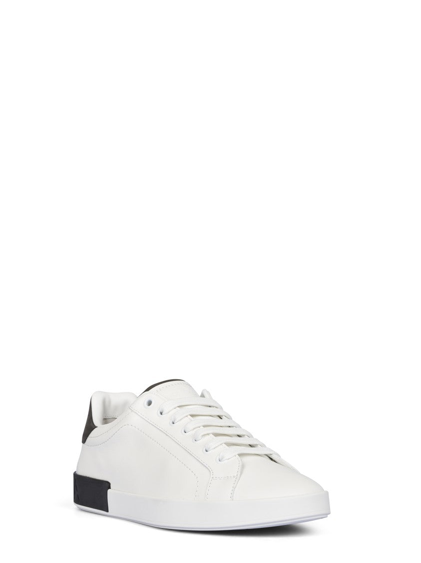 Dolce & Gabbana White Bassa Vitello Nappato Nabu Nappa Leather Sneakers