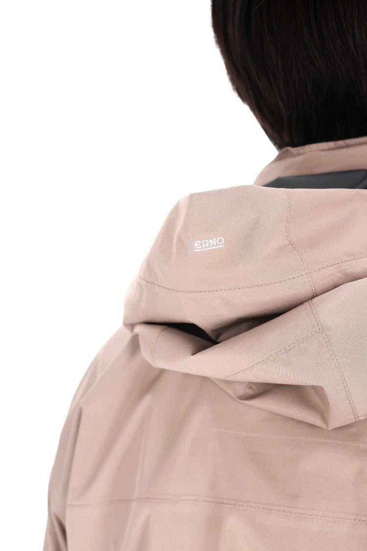 Herno Beige Waterproof Nylon Bomber Jacket