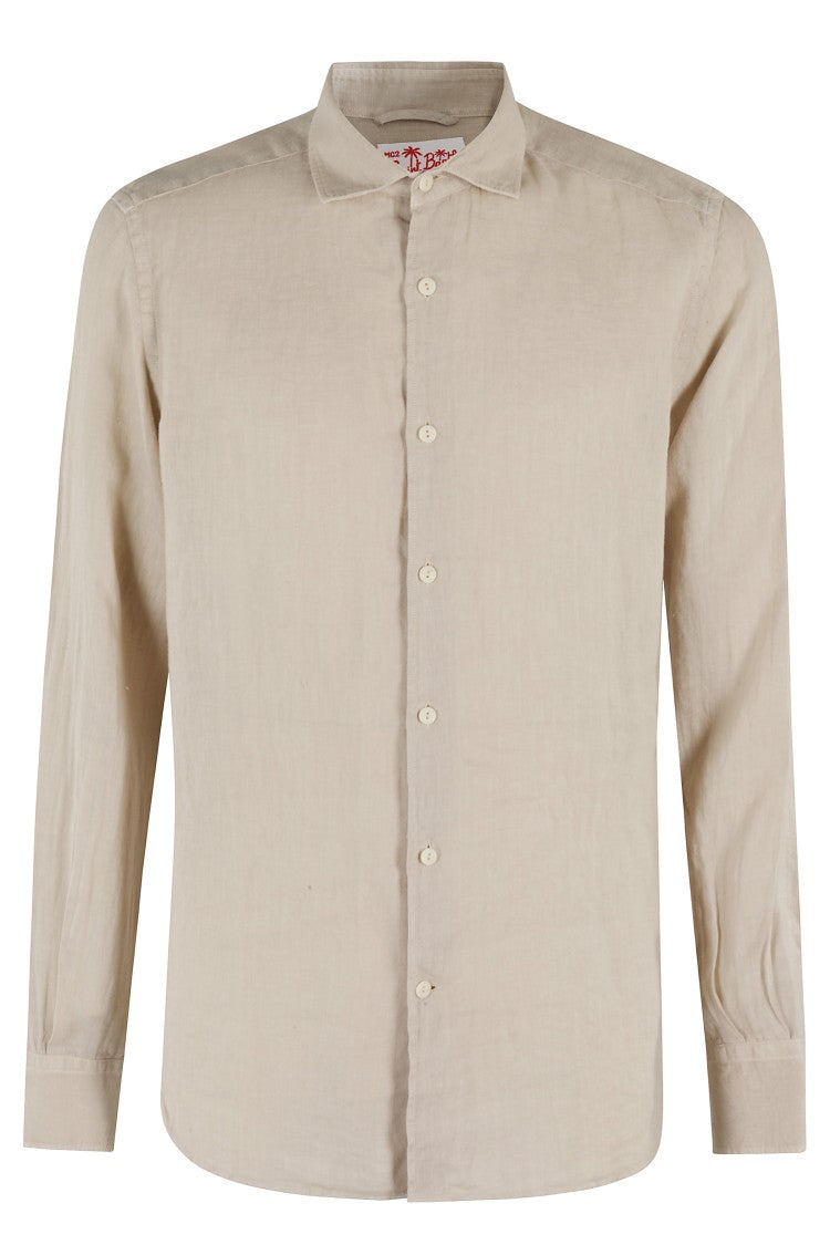 Mc2 Saint Barth Linen Long-Sleeve Shirt With Classic Collar