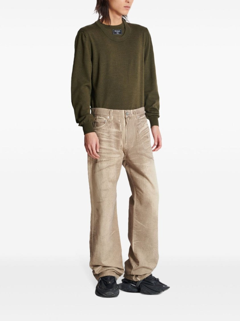 Balmain Relaxed Fit Beige Jeans