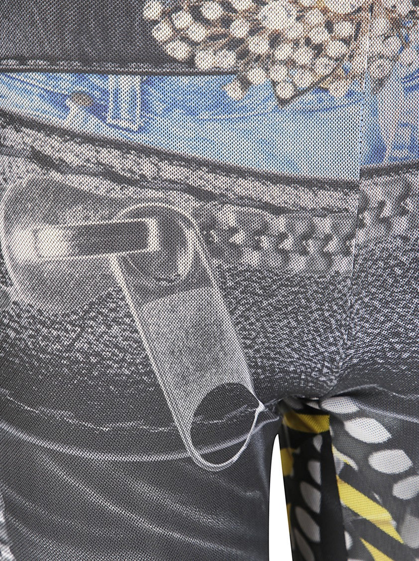 Ottolinger Fitted Mesh Trousers With Abstract Printed Pattern