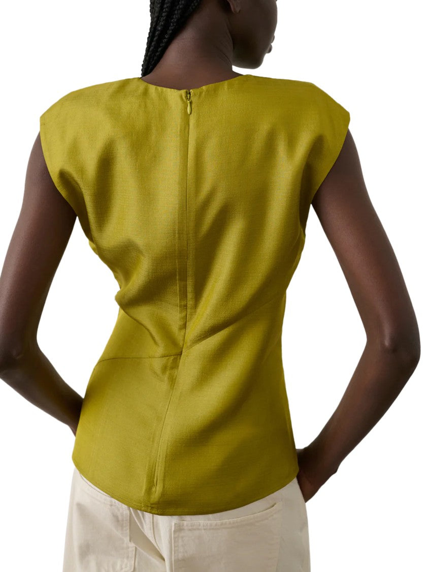Soeur Structured Sleeveless Top With Draped Neckline