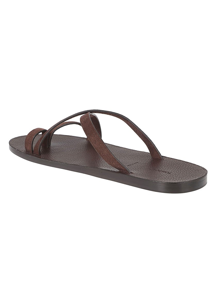 Tom Ford Brown Flat Sole Sandals With Leather Straps