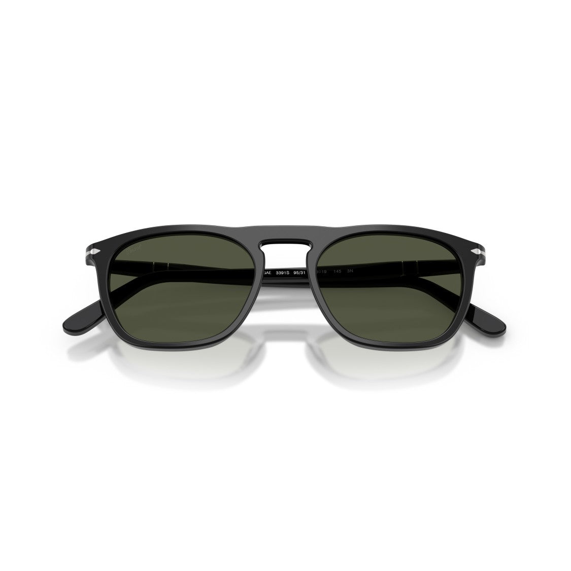Persol 0Po3391s Classic Black Acetate Sunglasses With Dark Green Lenses