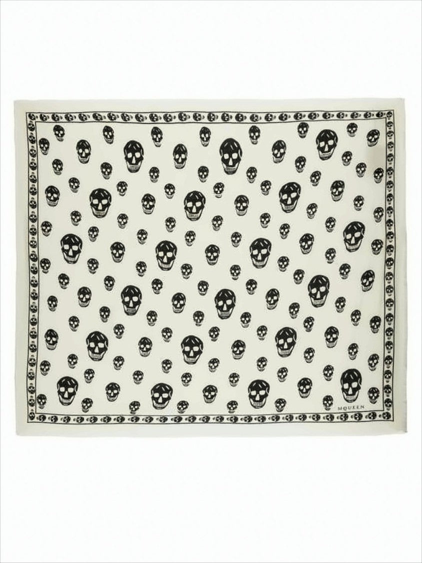 Alexander Mcqueen Rectangular Wool Scarf With Iconic Skull Design