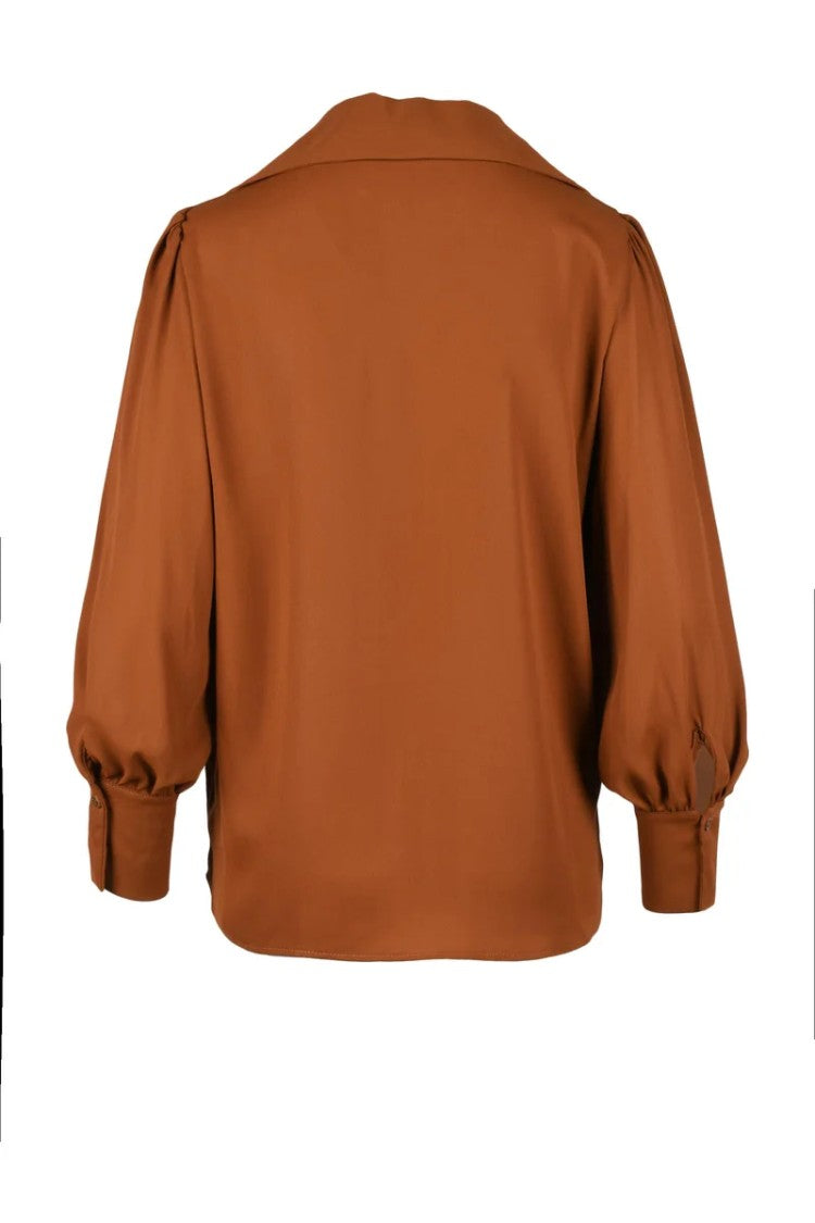 Think Brown Polyester Blouse