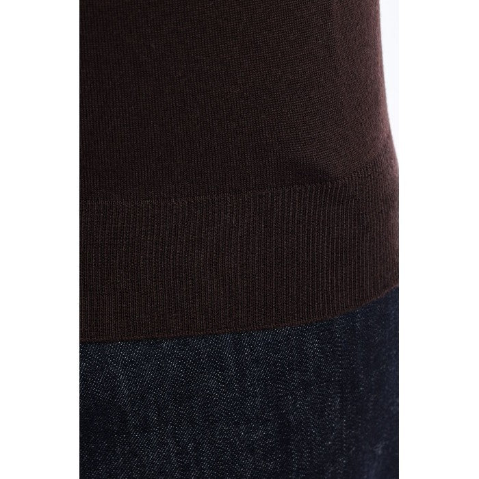 Filippo De Laurentiis Classic Crew Neck Sweater In Rich Chocolate Tone