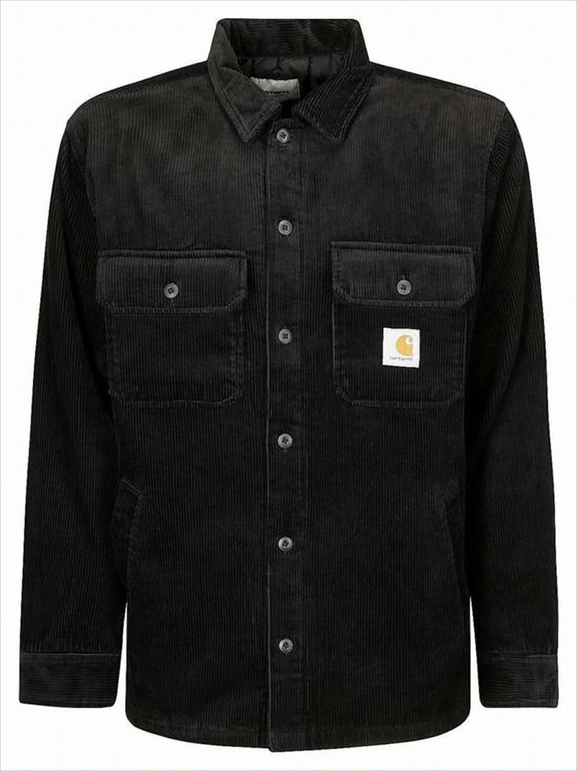 Carhartt Wip Black Corduroy Shirt Jacket With Classic Collar
