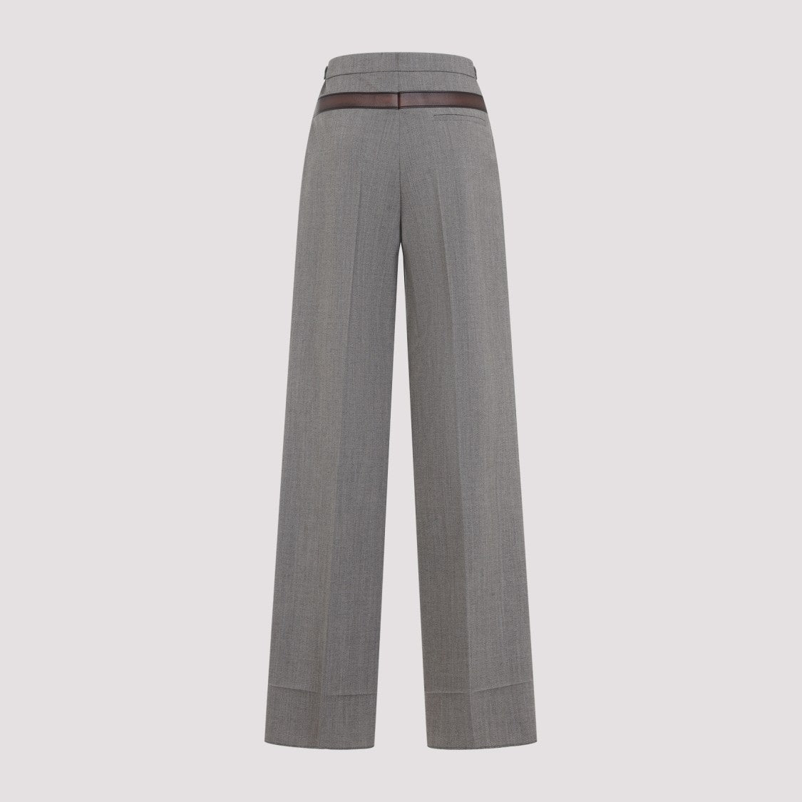 Prada Clay Grey Wide-Leg Wool Pants