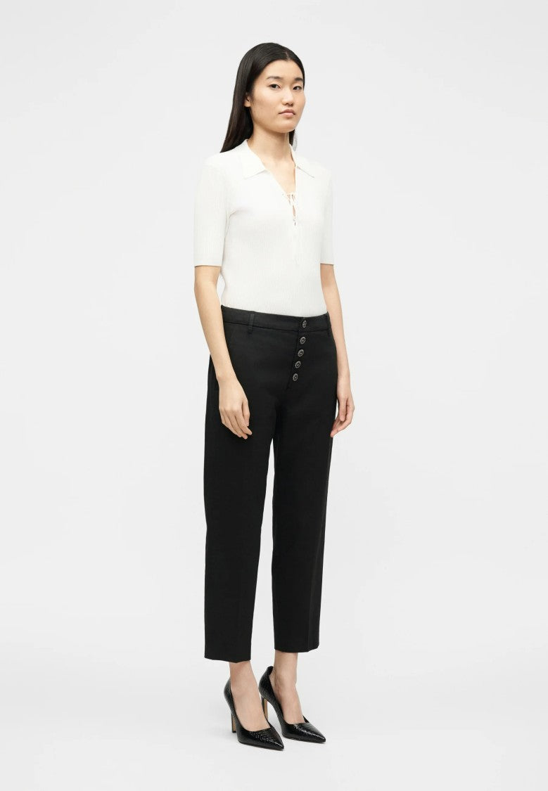 Dondup Black Nima High-Waisted Straight Cropped Pants
