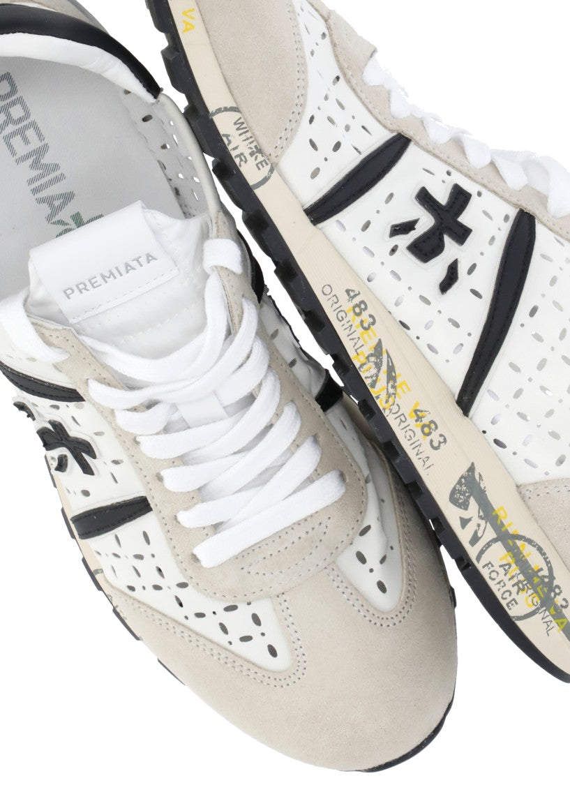 Premiata White Lucyd 7413 Perforated Sneakers