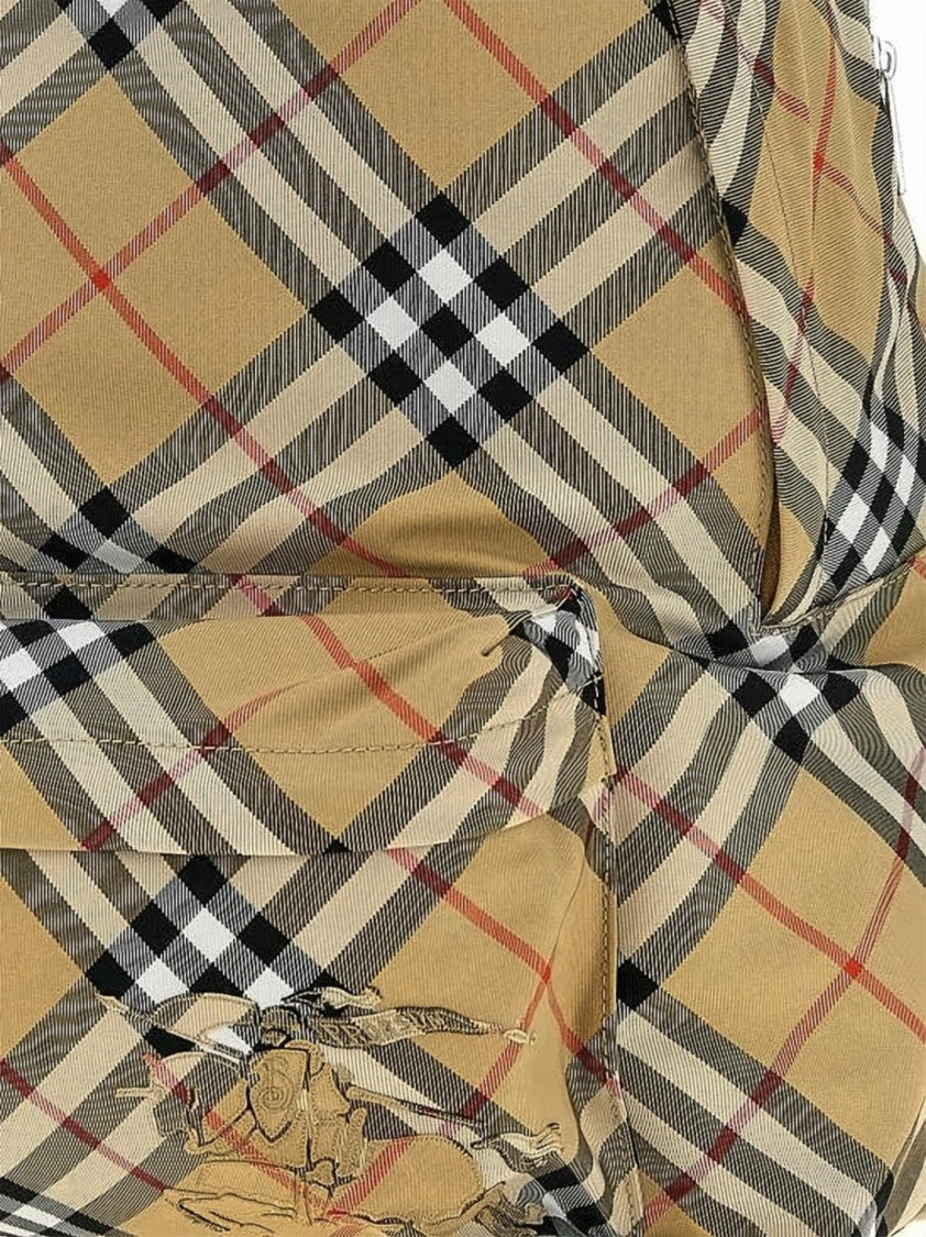 Burberry Check Patterned Backpack With Front Zip Pocket And Adjustable Straps
