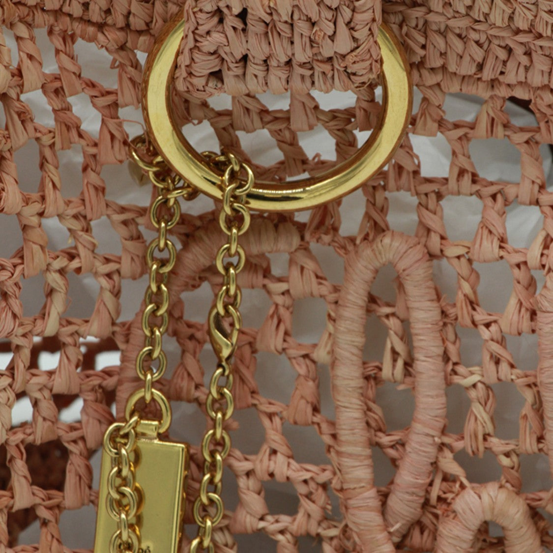 Chloé Woven Open-Knit Bag With Detachable Strap And Gold Accents