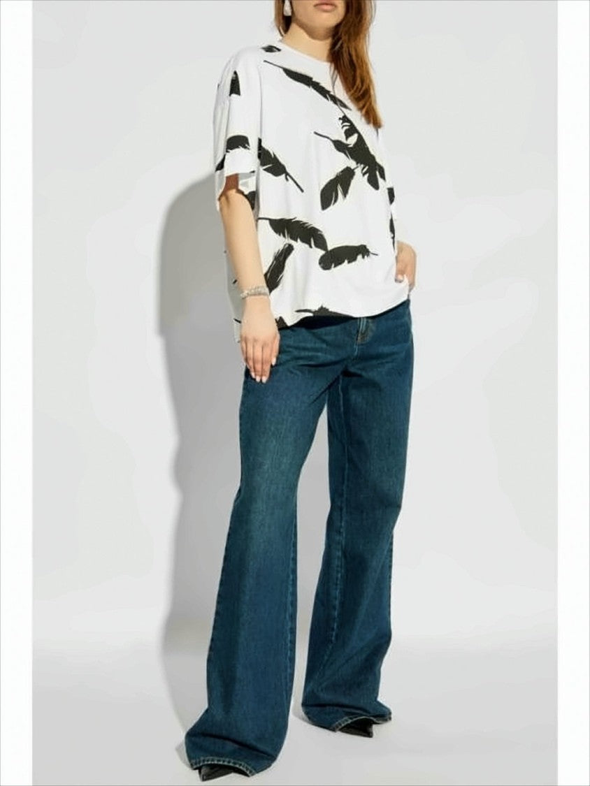 Alexander Mcqueen Relaxed Fit T-Shirt With Unique Feather Print
