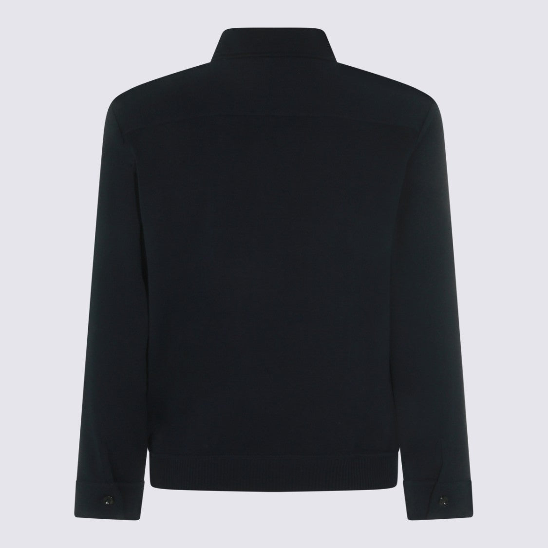 Lardini Black Button-Up Jacket With Chest Pockets And Ribbed Cuffs
