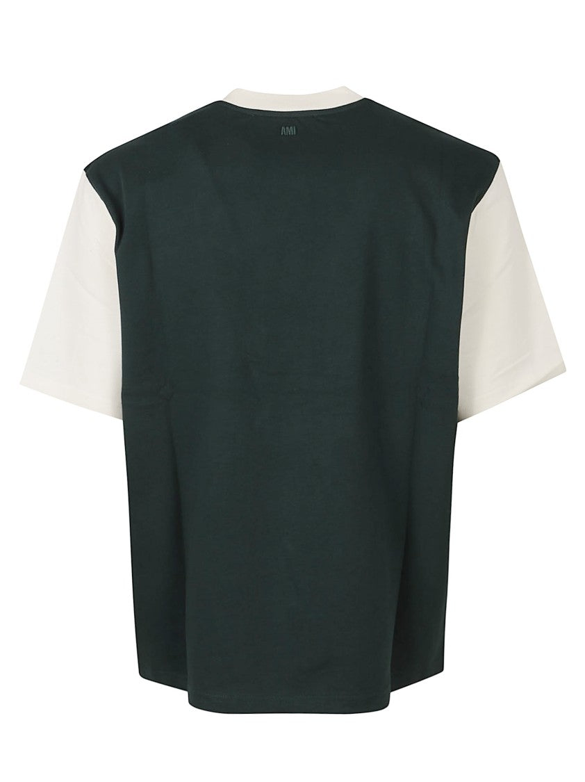 Ami Paris Boxy-Fit T-Shirt With Contrast Sleeves And Collegiate Detail