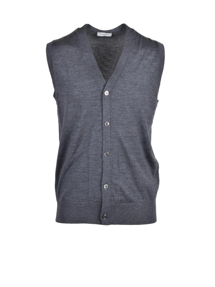 Paolo Pecora Grey Virgin Wool Sleeveless Vest