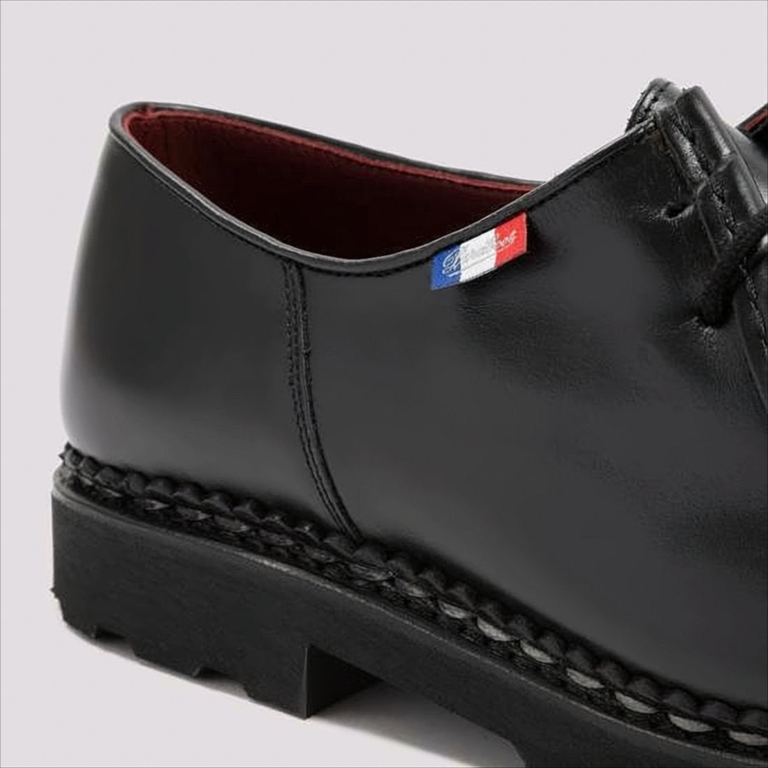 Paraboot Black Leather Loafers With Moc Toe Design