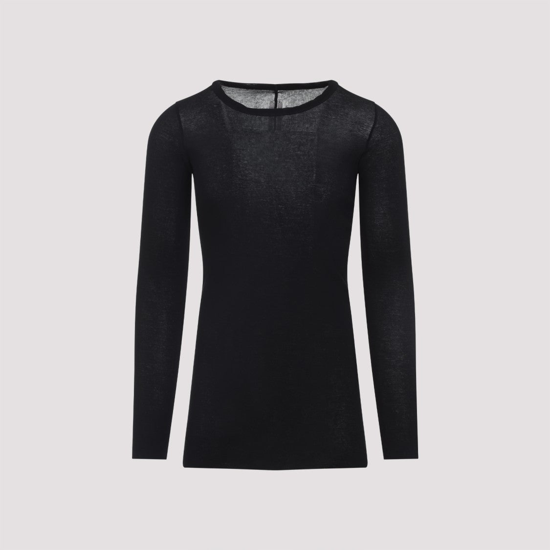 Rick Owens Black Cotton Ribbed Long Sleeves T-Shirt