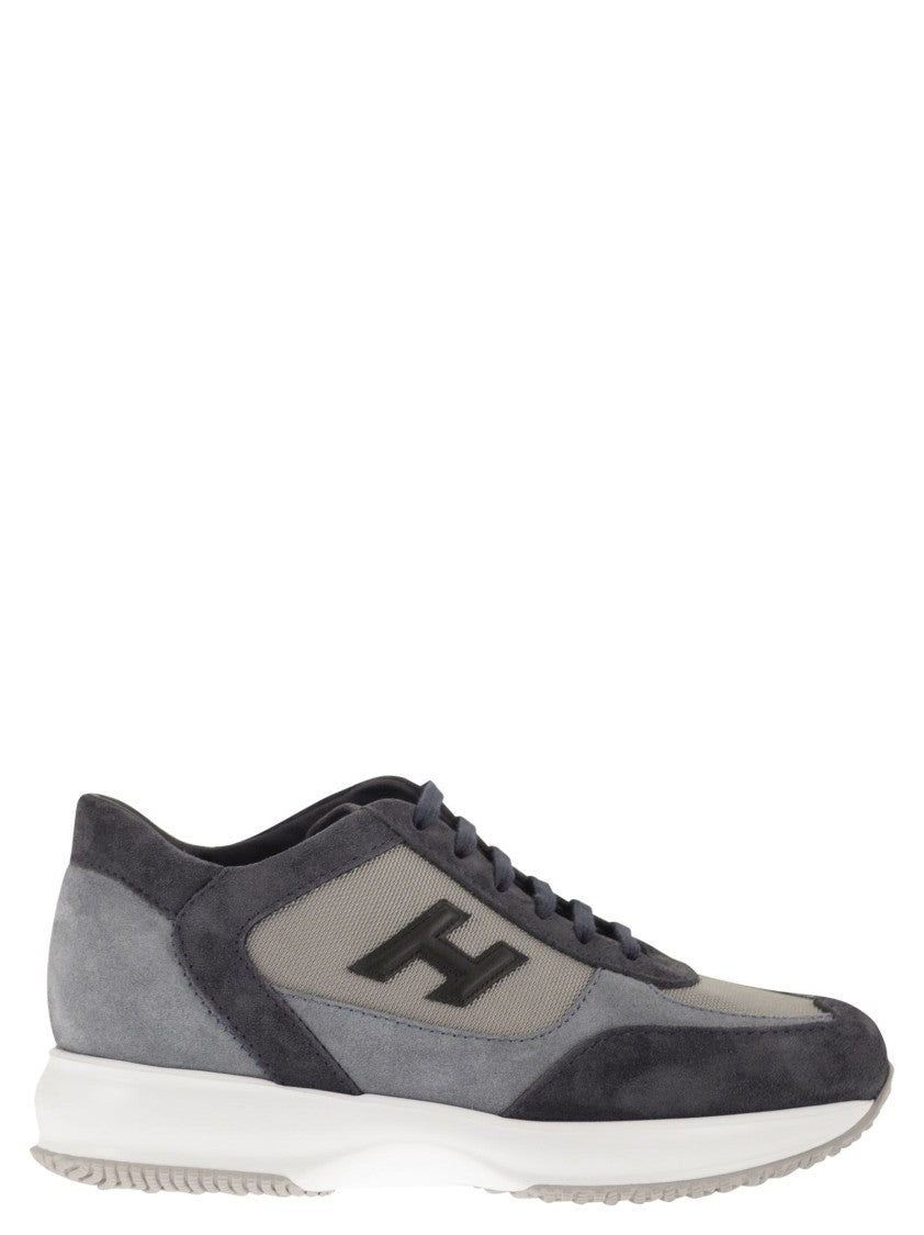 Hogan Contemporary Suede And Technical Fabric Trainers