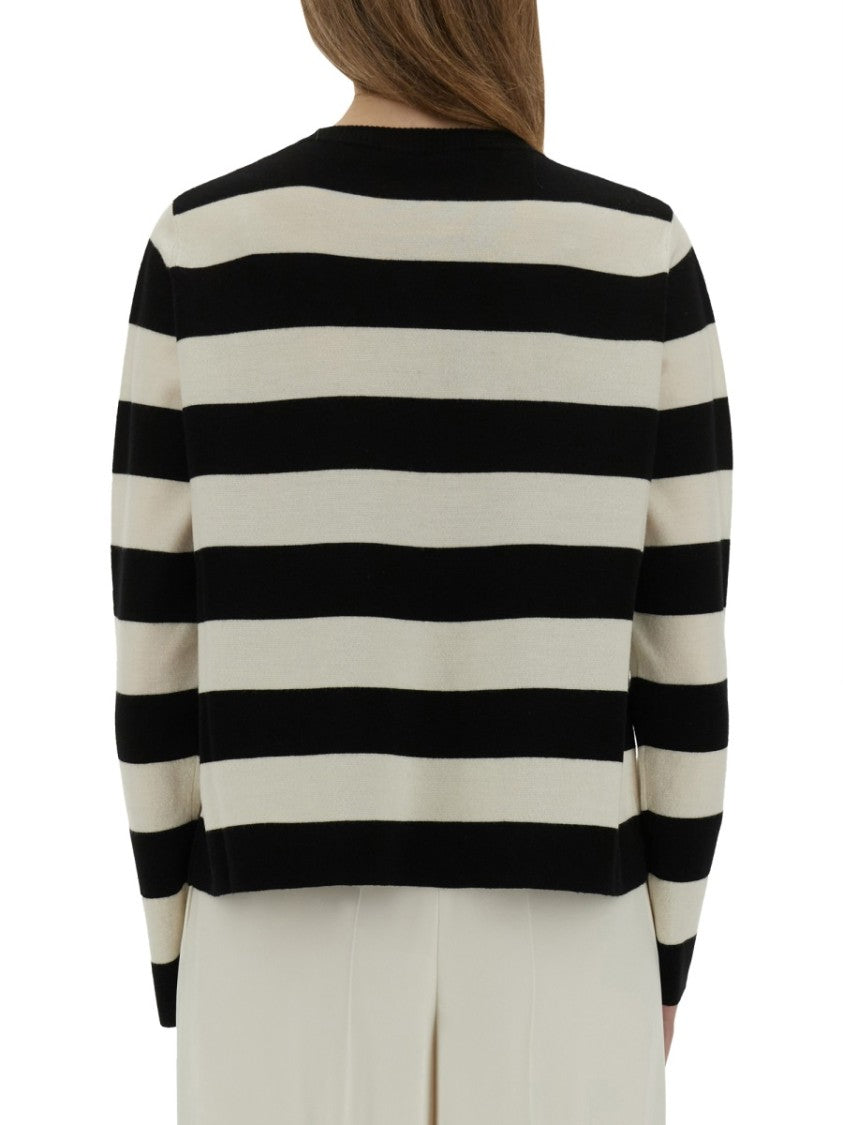 Max Mara Bold Striped Knit Sweater With Applique Detail