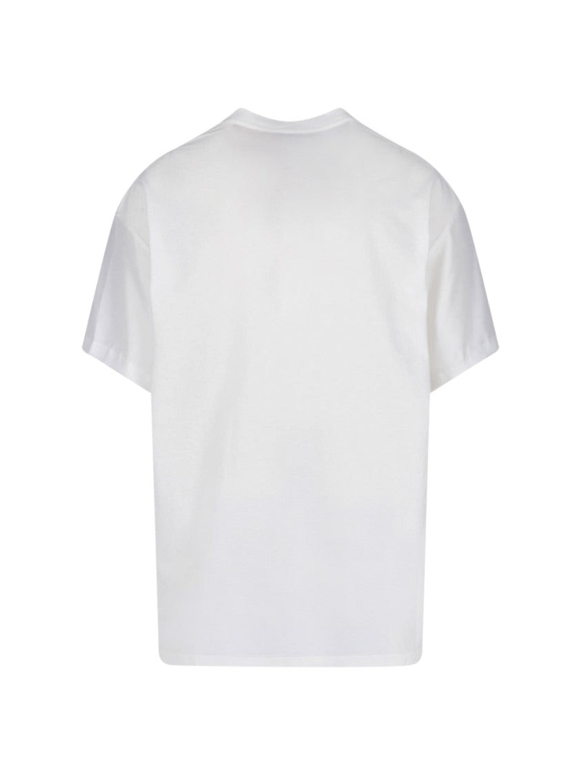 Maison Margiela White Floral Neckline Accent Cotton T-Shirt