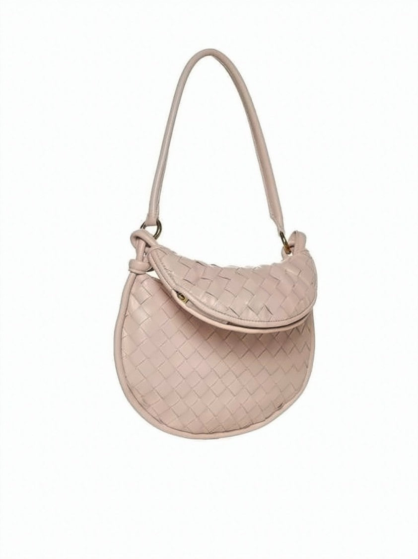 Bottega Veneta Lambskin Leather Shoulder Bag With Woven Design