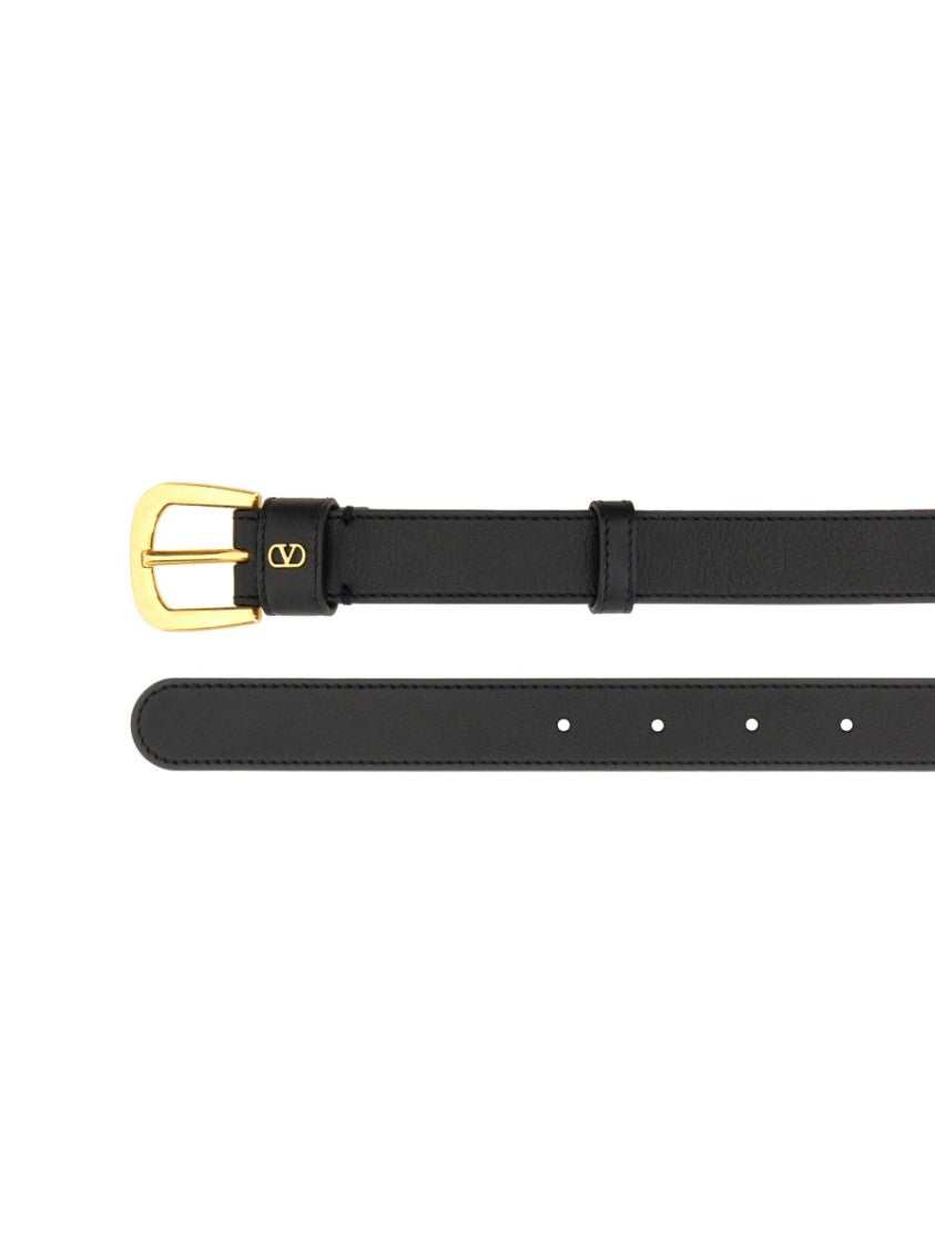 Valentino Garavani Glossy Calfskin "Vlogo Signature" Belt