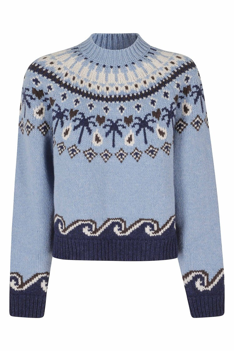 Alanui Sweet Winter Tropical Jacquard Virgin Wool Sweater