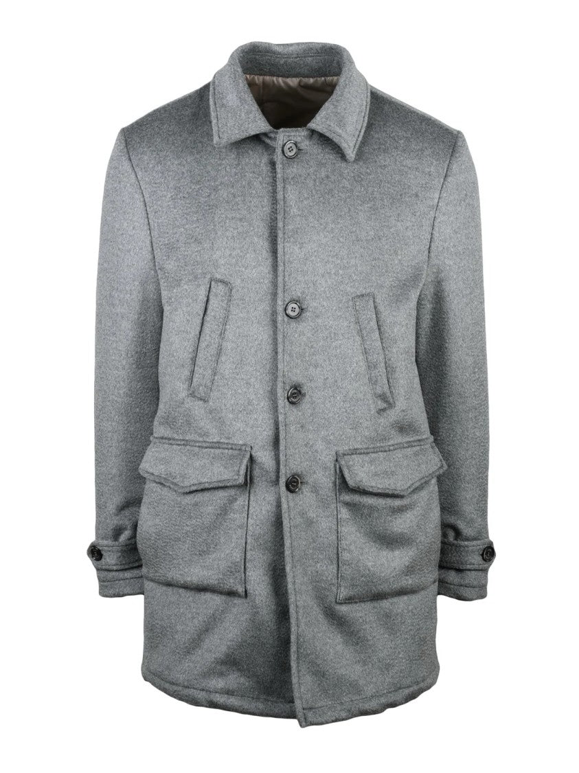 Luigi Borrelli Napoli Grey Wool-Alpaca Caban Jacket