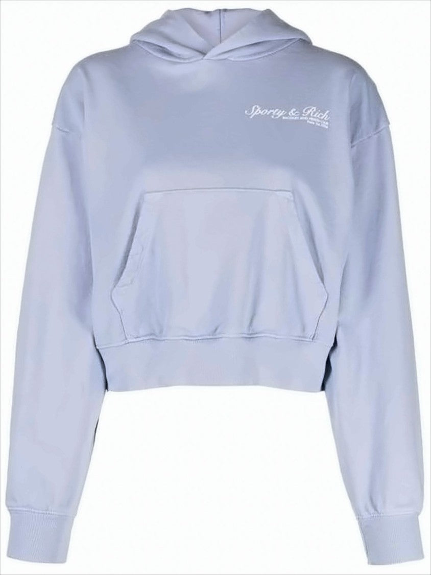 Sporty And Rich Relaxed-Fit Cropped Hoodie In Soft Blue Fabric
