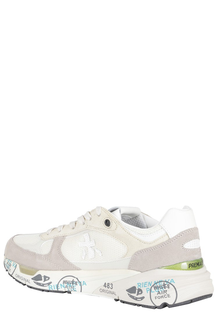 Premiata White Mase Iconic Side Design Leather Sneakers