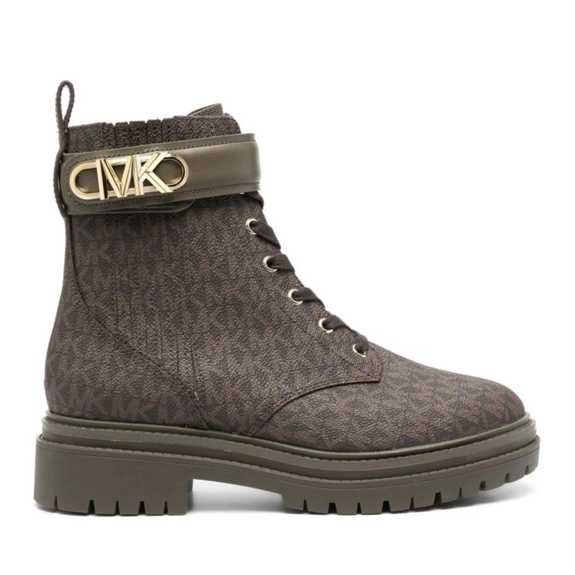 Michael Kors Green Parker Textile Lace-Up Logo Boots