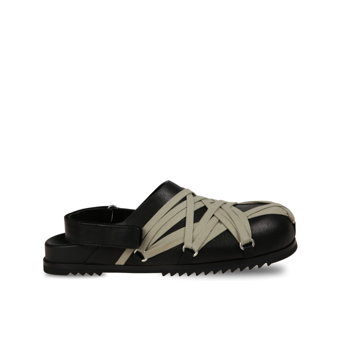 Rick Owens Crisscross Black Leather Sandals With Ankle Strap